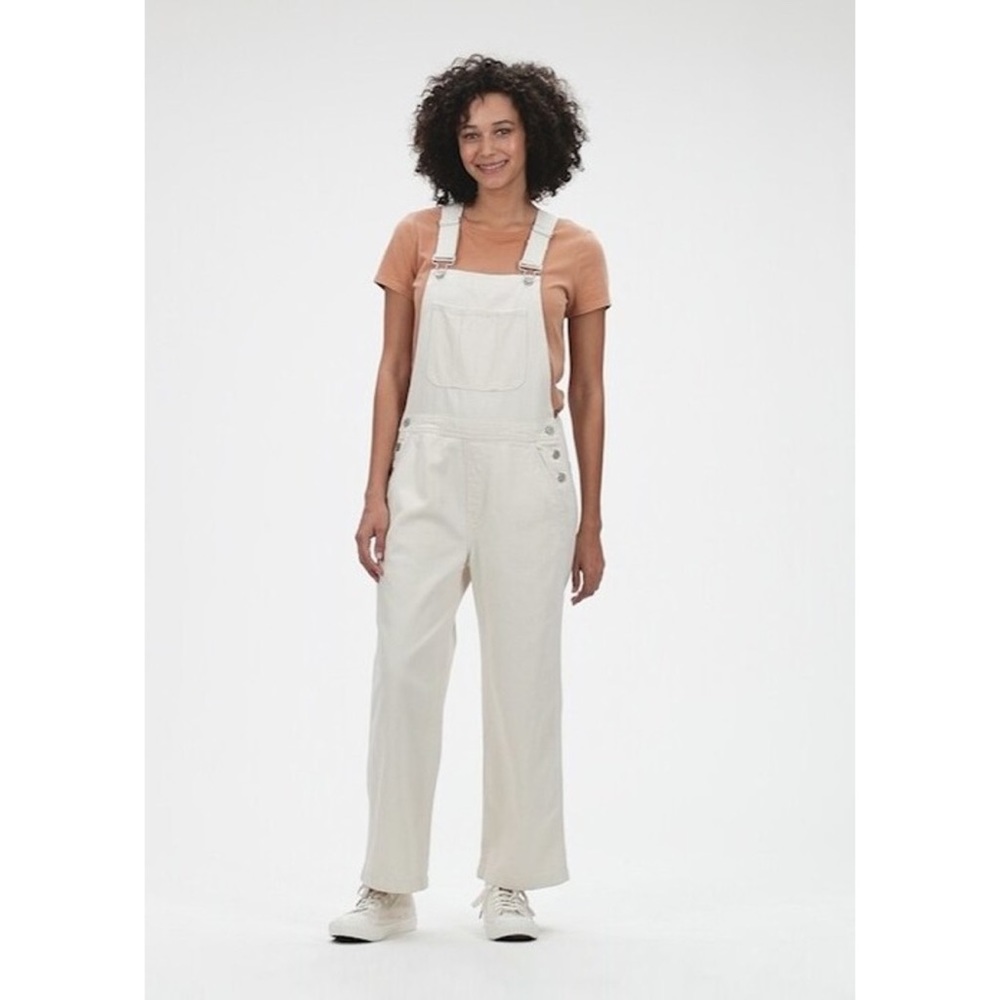 Gap • wide leg denim overalls in cream ecru, XS